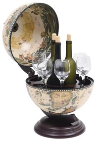 Garrafeira de mesa em forma de globo madeira de eucalipto branco