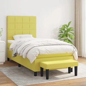 vidaXL Cama com molas/colchão 90x190 cm tecido verde-claro