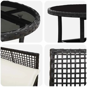Conjunto de Jantar de 5 Peças para Jardim Preto Polirattan