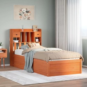 Cama sem colchão 90x190 cm madeira de pinho maciça castanho-mel