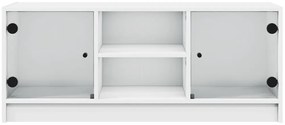 Móvel de TV c/ portas de vidro 102x37x42 cm branco