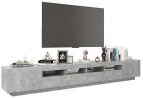 Móvel de TV com luzes LED 260x35x40 cm cinzento cimento