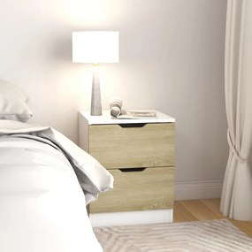 vidaXL Mesa de cabeceira 40x40x50 cm contrap. branco/carvalho sonoma