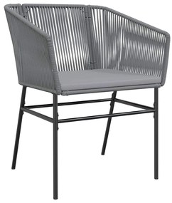 Conjunto jantar jardim 5 peças almofadas vidro vime cinzento PE