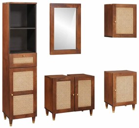 vidaXL Armário de Banheiro com gaveta com porta 5 pcs Marrom e Preto