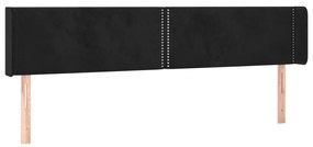 Cabeceira de cama c/ luzes LED veludo 163x16x78/88 cm preto
