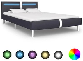 Estrutura de cama com LED 140x200 cm couro artificial preto