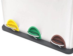 Caixote do lixo para reciclagem com pedais 24 L aço inoxidável