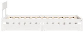 Cama sem colchão 100x200 cm madeira de pinho maciça branco