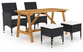 vidaXL 5 pcs conjunto de jantar para jardim preto
