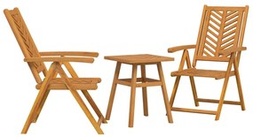 Conjunto Bistro de Jardim 3 pcs Castanho