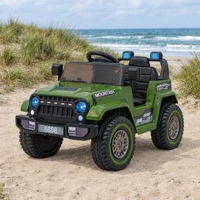 Carro elétrico para Crianças Off Road MOUNTAIN 12V Rodas Espuma EVA, Assento Couro ecológico Verde