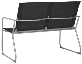 4 pcs conjunto lounge para jardim tecido e aço preto