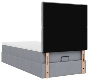 Estrutura cama otomana colchão 90x190 cm tecido cinzento claro