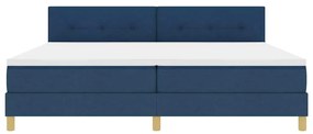 Cama Box Spring com Colchão &amp; LED Azul 200x200 cm Tecido