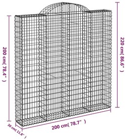 Cestos gabião arqueados 12 pcs 200x30x200/220 ferro galvanizado