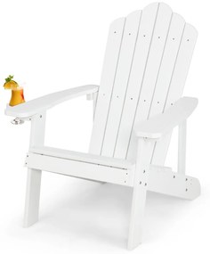 Cadeira Jardim Adirondack com porta-copos à prova de intempéries realista grão de madeira para pátio jardim terraço branca
