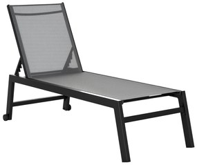 Outsunny Espreguiçadeira de Jardim Multiposições com Encosto Reclinável 5 Posições em Alumínio e Textilene Carga 120 kg para Varanda 169x65x102 cm Cinza