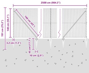 Cerca Hexagonal vidaXL Cinza 1,4x25 m Aço