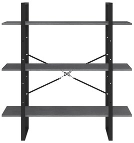 Estante com 3 prateleiras 100x30x105 cm pinho maciço cinzento