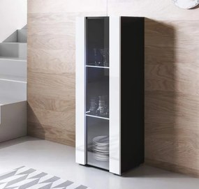 Vitrine Alta Cádiz – 40x128 cm – Preto e Branco com LED Azul