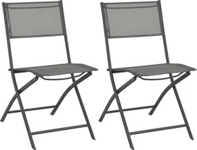 vidaXL Cadeiras de exterior dobráveis 2 pcs aço e textilene