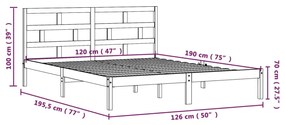 Estrutura de cama pequena casal 120x190 cm pinho maciço