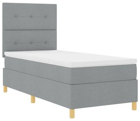 Cama Box Spring com Colchão Cinza Claro 100x200 cm Tecido