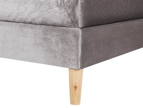 Cama de casal continental em veludo cinzento 180 x 200 cm MARQUISE Beliani