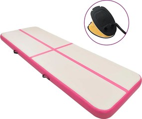 vidaXL Colchão de ginástica insuflável c/ bomba 800x100x20 cm PVC rosa