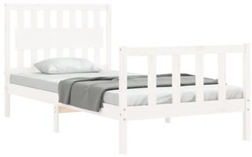 Estrutura de cama com cabeceira 100x200cm madeira maciça branco