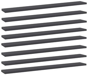 vidaXL Prateleiras para estante 8 pcs 80x10x1,5cm contraplacado cinza