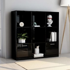 vidaXL Estante 98x30x98 cm contraplacado preto brilhante