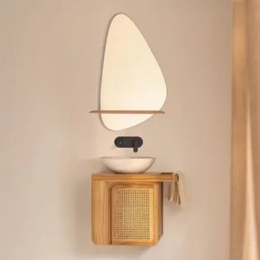 Conjunto De Móveis De Banheiro Suspensos Em Madeira De Teca Georgy Madeira De Teca & Cimento Redondo Branco Ø40 Cm Zavion & Irregular - Sklum