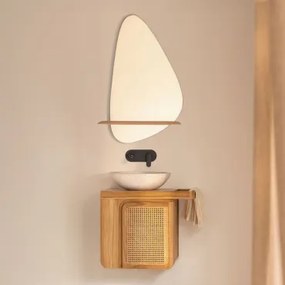 Conjunto De Móvel De Casa De Banho Suspenso 60x40 Cm Em Madeira De Teca Georgy Madeira De Teca & Cimento Redondo Branco Ø40 Cm Zavion & - Sklum