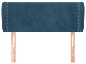 Cabeceira de cama c/ abas veludo 93x23x78/88 cm azul-escuro