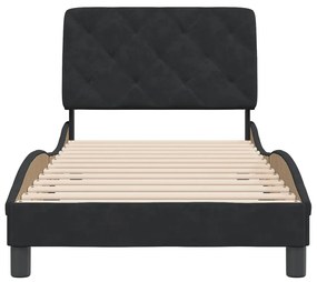 Estrutura de cama c/ cabeceira 90x190 cm veludo preto