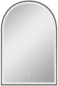 HOMCOM Espelho de Casa de Banho LED 90x60 cm Mural 3 Cores Arqueado Moldura em Alumínio desembaciamento e Interruptor Tátil | Aosom Portugal