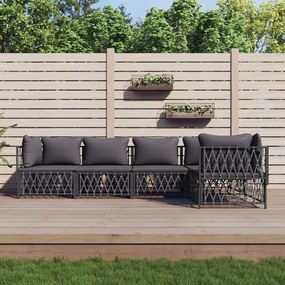 5 pcs conjunto lounge de jardim com almofadões aço antracite