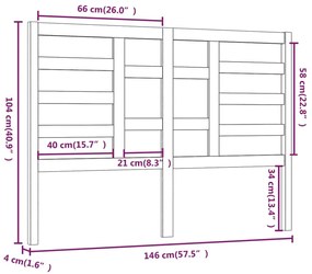 Cabeceira de cama 146x4x104 cm pinho maciço