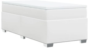 Cama com molas/colchão 90x190 cm couro artificial branco