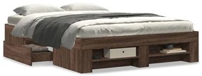 Estrutura de cama 135x190cm derivados madeira carvalho castanho