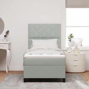 Cama Box com Colchão vidaXL Cinza Claro 90x200 cm Veludo
