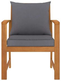 Cadeiras jardim 2 pcs c/ almofadões cinza-escuro acácia maciça