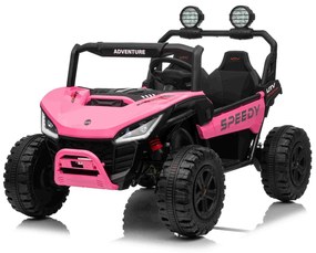 Jipe elétrico para crianças T-REX Ride 4x4, 2 Lugares, 24V, leitor MP3, bateria de lítio, Rodas EVA, controlo remoto, luzes LED Rosa
