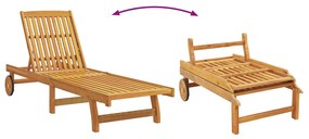 Camas de Sol vidaXL 2 pcs com Rodas e Almofada em Madeira Sólida de Ac