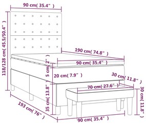 Cama com molas/colchão 90x190 cm couro artificial branco