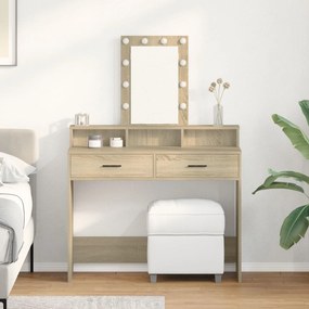 Mesa de Maquiagem vidaXL com Luzes LED Carvalho Sonoma 100x41x140 cm