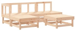 5 pcs conjunto lounge jardim com almofadões madeira maciça