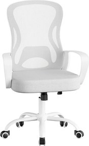 Cadeira de escritório ergonómica de malha, 60 x 60 x (95,5-105,5) cm com função de balanço cinzento-branco